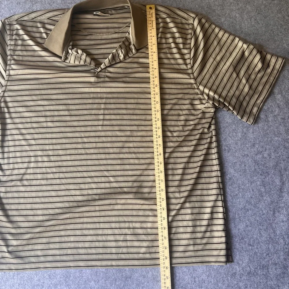 Iron Eagle‎ Performance Polo XXL Brown Striped Breathable Polyester